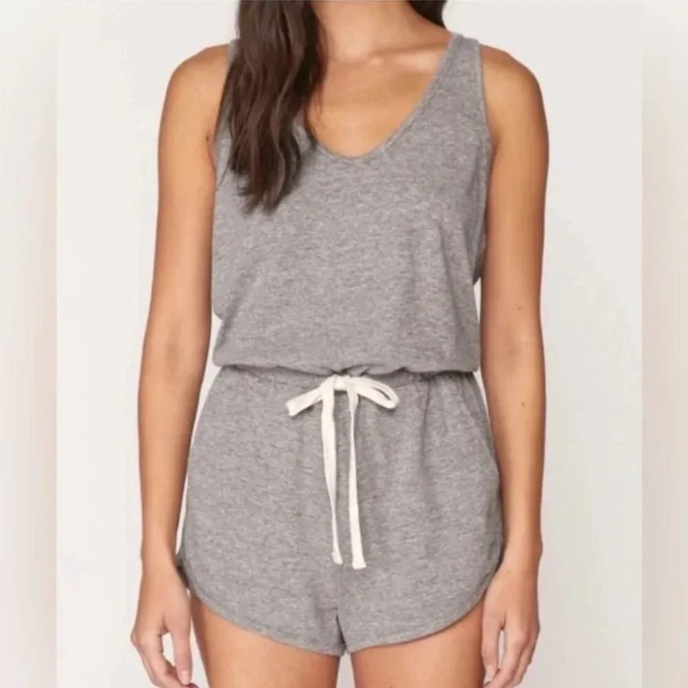 Spiritual Gangster Gray Sleeveless Romper with Drawstring